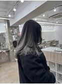 韓国顔まわりレイヤーカットグレージュオリーブベージュブラウン