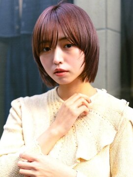 トローノ 栄(TRONO) 顔周りカット ボブレイヤー ブラウンカラー 前髪カット