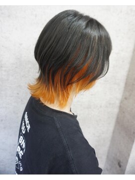 ヘアテリア リュウ 大塚(hair teria ryu) ウルフカット×ブラック×インナーオレンジ