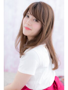 ミック ヘアアンドメイク アップ 駒込店(miq Hair&Make up) 斜めバングオンブレカーキベージュくせ毛風レイヤーロングa1