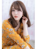 ミック 日暮里店(miq)&nbsp;斜めバングニュアンスカラー内巻きワンカールb1