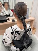 浴衣ヘアタイト編みおろし