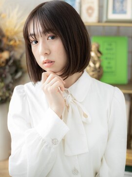 カバーヘア ブリス 大宮西口(COVER HAIR bliss) 大人ガーリーダークアッシュ小顔ぱっつんボブc3大宮20代30代40代