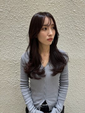 キュー(que) ロング 重軽レイヤー red brown