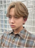 メンズミルクティーベージュコンマヘアアッシュグレージュカラー