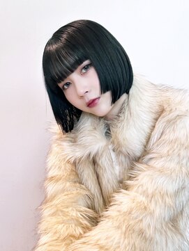 アルバム 池袋(ALBUM) ボブおくれ毛顔周りレイヤー前髪カット黒髪小顔_F20841