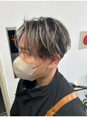 韓国マッシュセンターパートツーブロックメンズハイライトウルフ