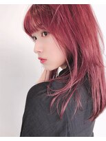 エレノア トーキョー 恵比寿(ELEANOAH TOKYO)&nbsp;ピンク大人かわいい厚めバングココアブラウンフリンジウェーブ