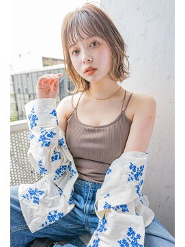 サングース(Sungoose) 韓国風ミディ＃マロンベージュAラインボブ