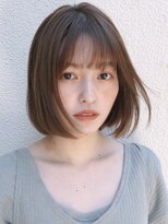 似合わせカット大人ガーリー前髪こなれヘアカールボブ黒髪