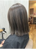 切りっぱなしボブ×縮毛矯正×グレージュ【TELAHAIR大網】