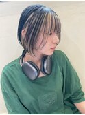 日韓ボブ インナーカラーボブ ホワイト 切りっぱなしボブ t103