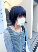 ダブルカラー/黒髪/ボブルフ/ネビージュ/原宿/ウルフカット