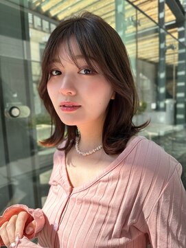 バイオレット 横浜店(Violet) 20代30代40代くびれヘアレイヤーマロンベージュ2wayバング