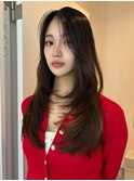 レイヤーカットウルフワンホンヘア韓国ヘア艶カラー