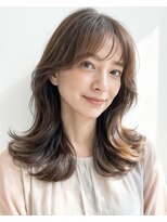 オンク 新宿(onk)&nbsp;黒髪/グレーベージュ/レイヤーロング/前髪パーマ[新宿駅]