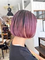 ヘアーループレル(Hair ruup Rell design works)&nbsp;那覇市安里｜ピンクラベンダーボブ×デザインカラー