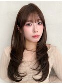 ダークパープル愛されミルクブラウンデジタルパーマうるツヤ
