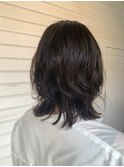 ダークグレージュ☆大人可愛いこなれひし形ネオウルフボブパーマ