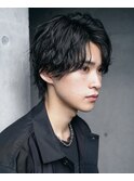 メンズツーブロックネープレス緩めシャドウパーマ前下がりウルフ