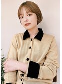 黒髪ボブルフネビージュ小顔ヘアワンレン
