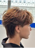 ブラウンニュアンスフェザーセンターパート
