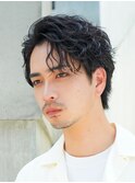 原宿ツイストスパイラルパーマメンズカット大人センターパート