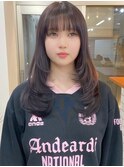 ミディアムレイヤーくびれレイヤー外ハネミディアム小顔レイヤー