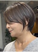 横浜西口白髪染めウルフショートカットアッシュベージュカラー