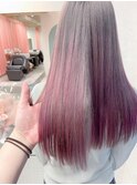 《グラデーション》1ブリーチからのパール+パステルピンク