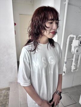レコ 渋谷(LECO) ウルフパーマ×オレンジレッドヘア