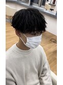 波巻きツイストスパイラルパーマメンズマッシュ