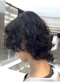 渋谷波巻きスパイラルパーマサーフカールメンズボブウルフカット