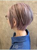 【ピンクベージュ】【ローライト】【ショートボブ】