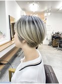 くびレイヤーグレーベージュニュアンスカラー白髪染め白髪ぼかし