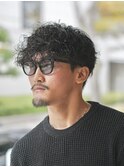 メンズカット波巻きダウンバングパーマ