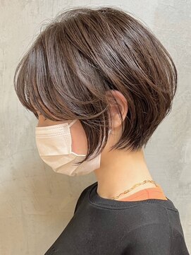 エリマ 横浜西口(elima) 横浜白髪染めショートボブミルクティーベージュヘーゼルベージュ