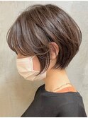 横浜白髪染めショートボブミルクティーベージュヘーゼルベージュ