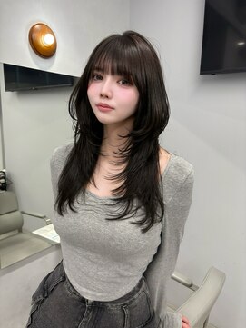 プリアバイポプルス 渋谷(pria by popls) ミディアムレイヤーハッシュカット顔周りレイヤーカット韓国ヘア