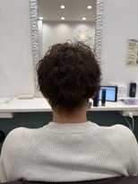 バディヘアーサロン(BUDDY HAIR SALON)&nbsp;スパイラルパーマ刈り上げツーブロックメンズヘアマットブラウン