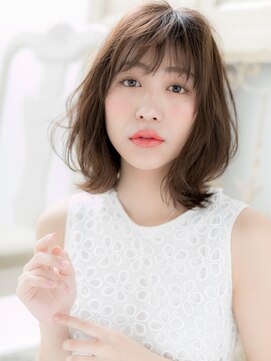 ブルー(BLUE) 暖色系カラー大人かわいいくせ毛風くびれヘア20代30代40代b水戸