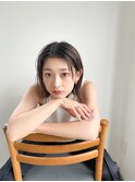 大人可愛い20代30代40代黒髪前下がりショートボブ/透明感カラー