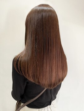 ウクラ バイ レシッド 池袋(uchla by rcid) 艶髪レイヤーロングワンカール×ピンクベージュチェリーブラウン