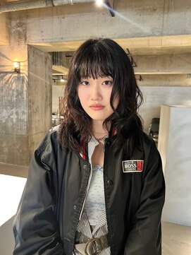 リール(rire) デザインカラーレイヤーカットウェットヘア夏オリーブベージュ