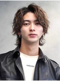 波巻きツイストスパイラルウルフパーマセンターパート