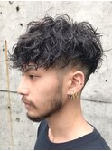 仙台波巻きスパイラルパーマメンズマッシュウルフ緩め強め30代◆