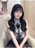 オリーブグレージュ/韓国/レイヤーカット/ウェーブ/前髪/暗髪