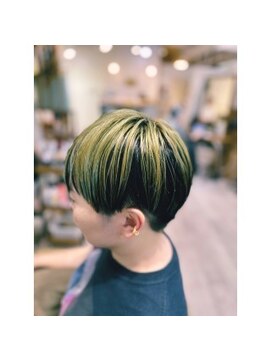 ヒラソル(girasol) インパクトアンブレラカラーショート/カーキ色の水素カラー