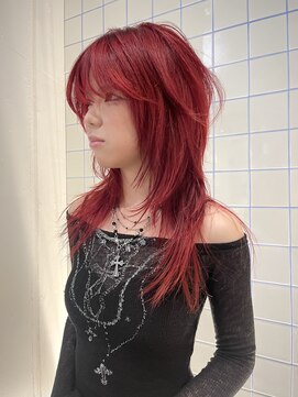 ローエ バイ デコ(Rohe by DECO) 【廣川】発色のいい深いワインレッドカラー/シャギーレイヤー