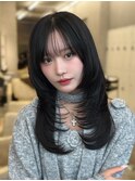 暗髪ざくざくレイヤーハッシュカット表参道くびれバタフライ